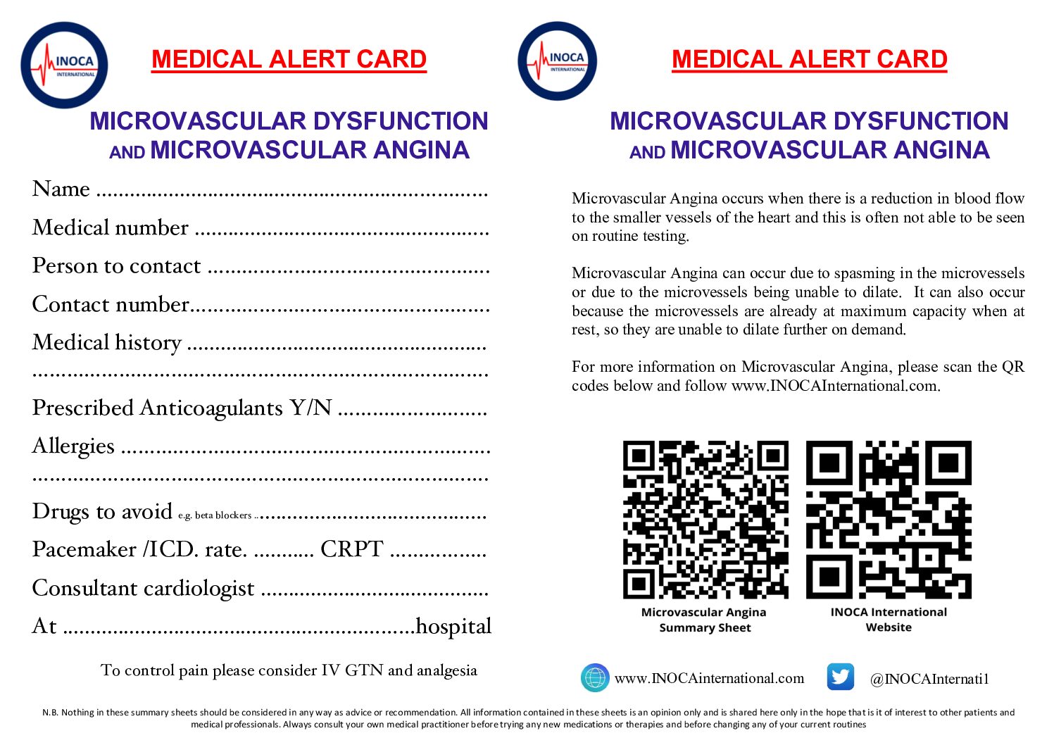 Medische waarschuwingskaart (medical alert card)